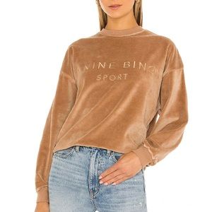 Anine Bing Sport Evan Velour Sweatshirt Tan Size X-Small